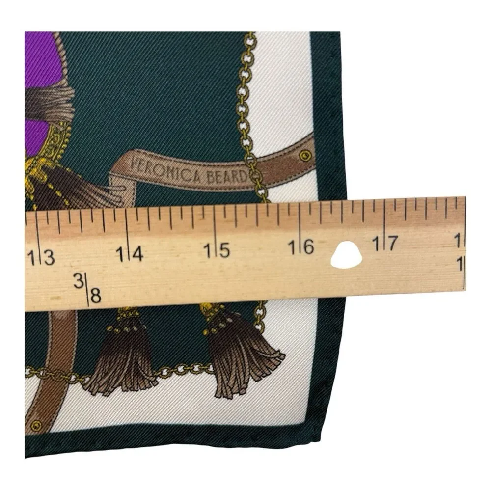 Veronica Beard Silk Square Scarf Green Purple Cream Floral Gift Box Included